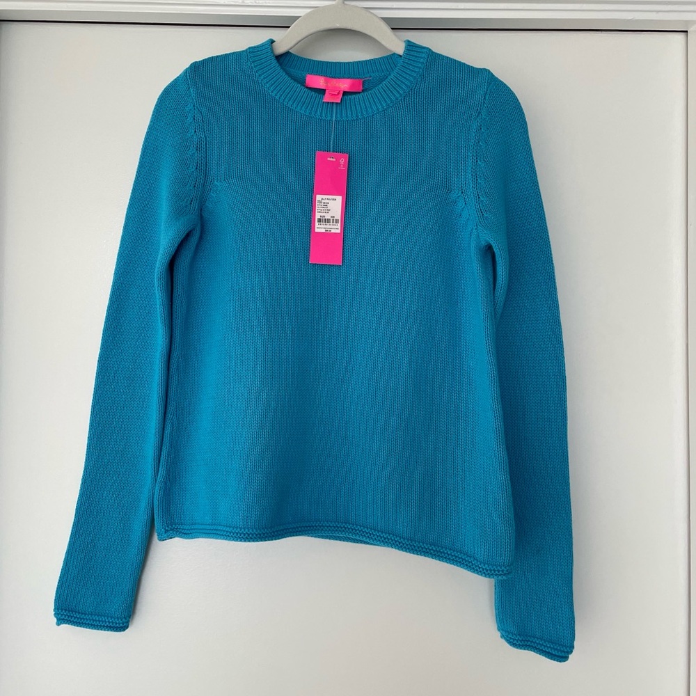 lilly pulitzer kellyn cotton sweater / xxs / cumulus blue / nwt